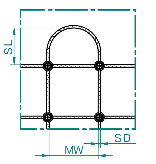 Drahtseilnetz Maschenverlauf Variante 1