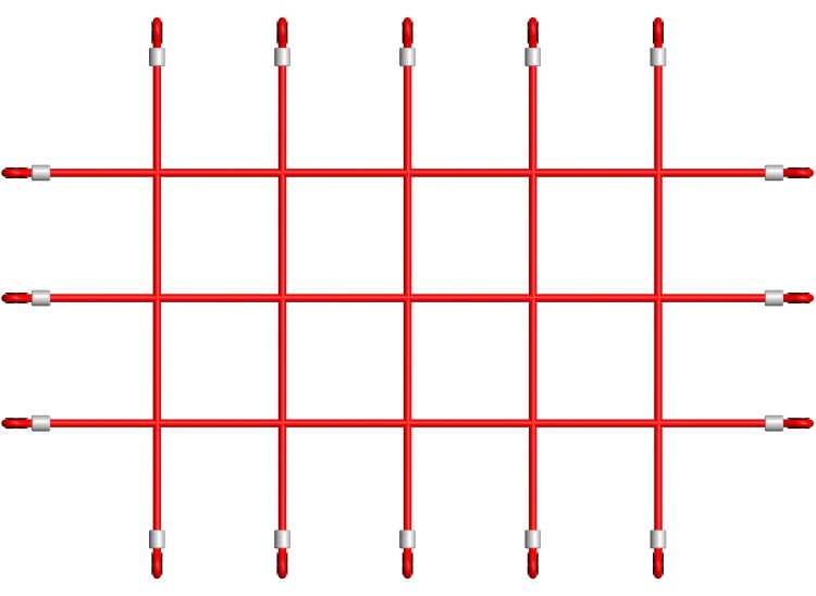 climbing net fastener positions, type 1